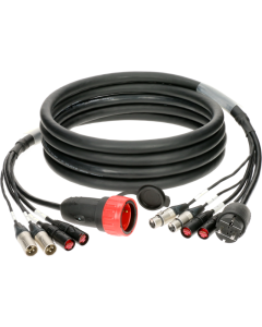 2 x CAT, 2 x audio / DMX and power hybrid cable with etherCON / XLR 3p. and Schuko